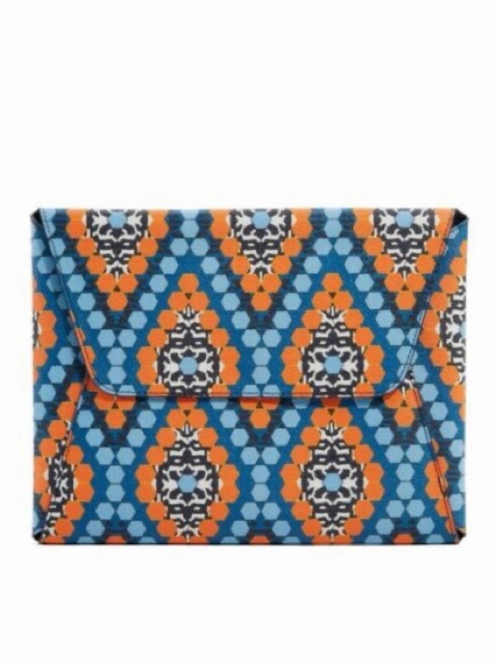 Vera Bradley Marrakesh Beads Faux Leather Envelope Clutch Orange Blue Purse